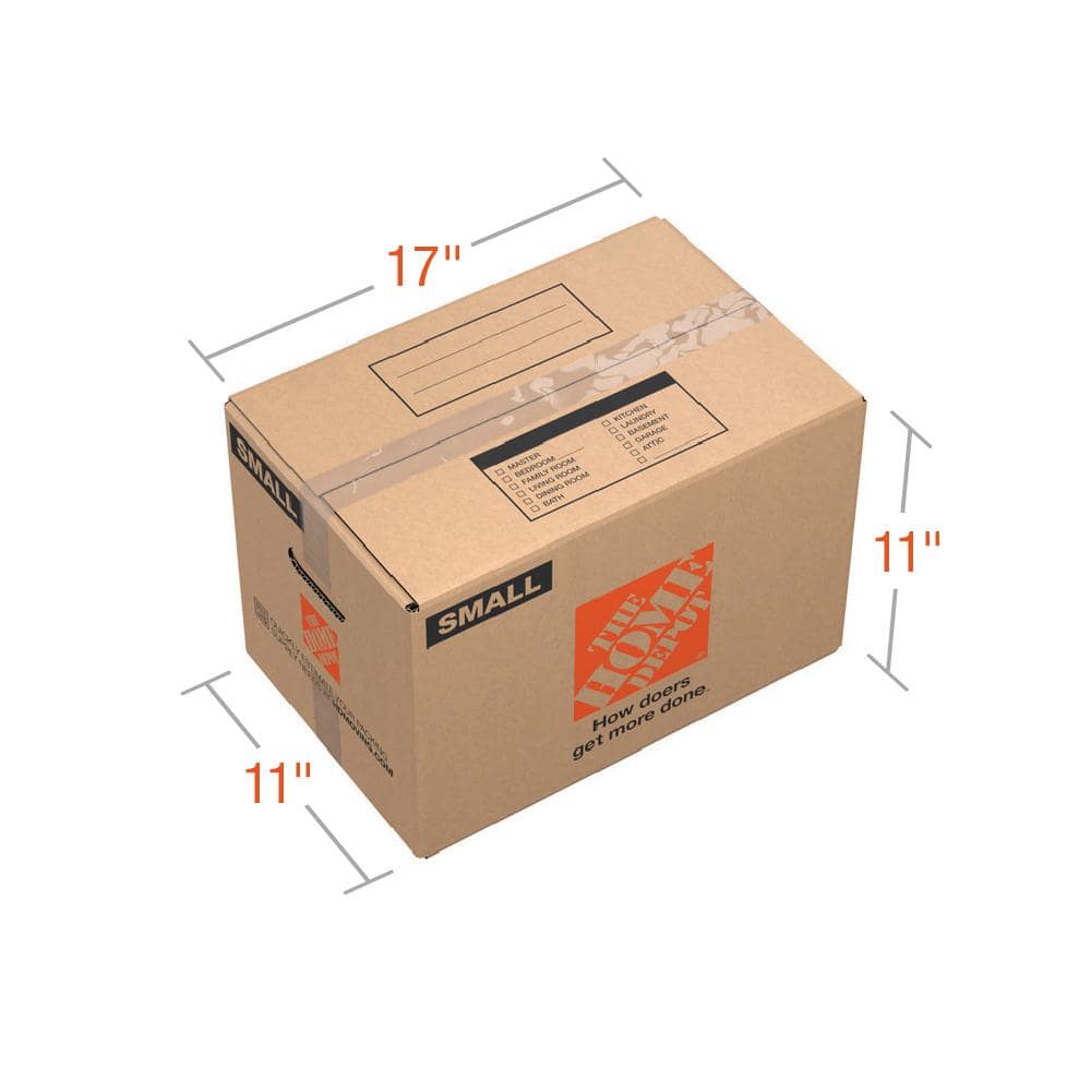 The Home Depot 17 in. L x 11 in. W x 11 in. D Small Moving Box with Handles (30-Pack)