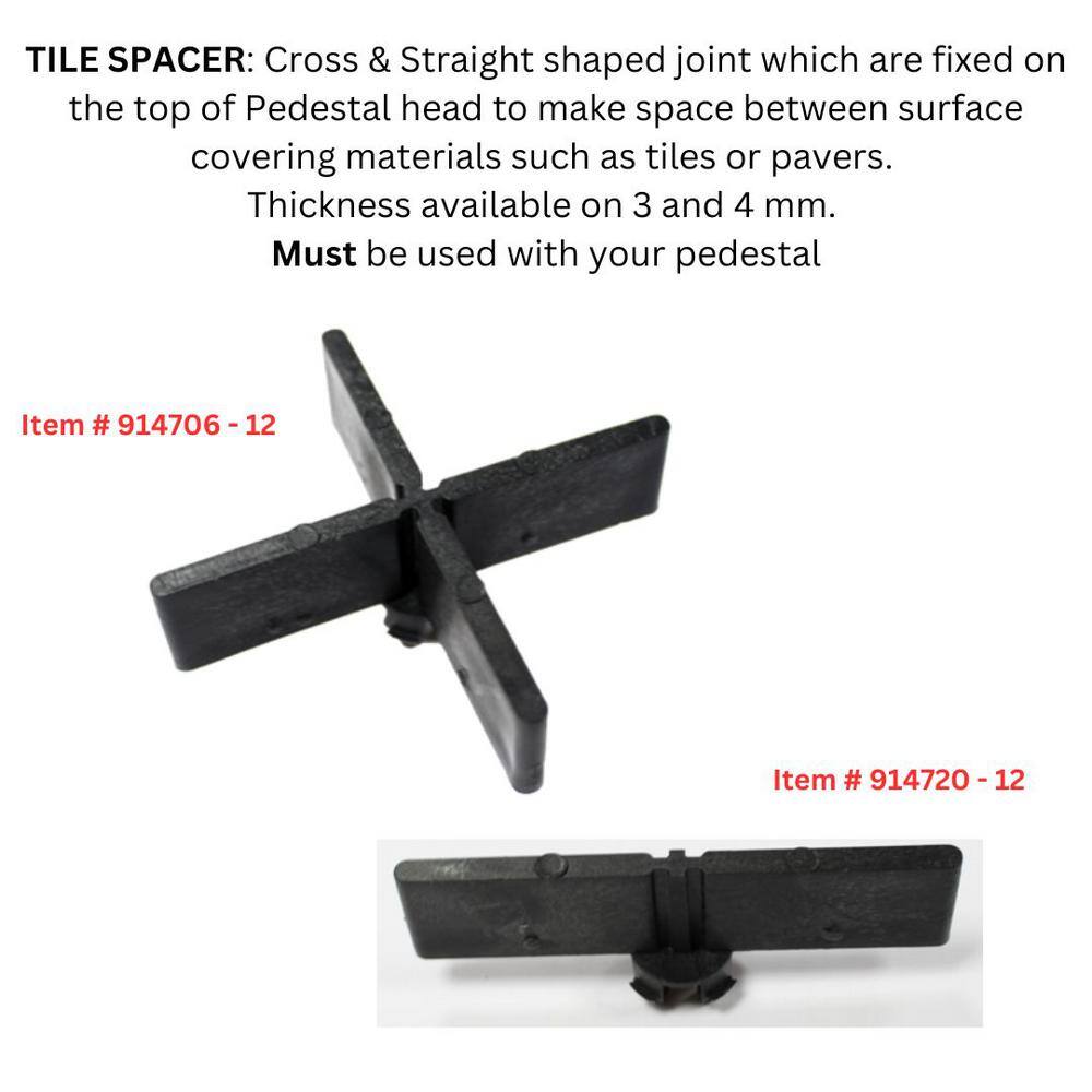The Tile Doctor 1/8 in. Snap-In Straight Tile Spacer for Floor Adjustable Pedestal Tile and Paver Pedestal System Installation (12 pack)