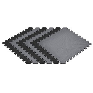 Norsk Black/Gray 24 in. x 24 in. x 0.51 in. Foam Interlocking Reversible Floor Mat (6-Pack)