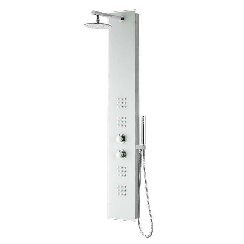 ANZZI VELD Series 64 in. White 2-Jet Shower Panel System with Heavy Rain Showerhead & Spray Wand (Valve Included)
