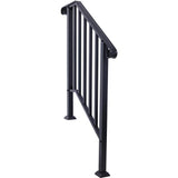Tidoin 54 in. H x 33 in. W Black Steel Outdoor Stair Railing Kit Fit 2 or 3 Steps