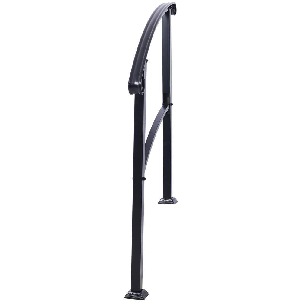 Tidoin 55 in. H x 37 in. W Black Steel Outdoor Stair Railing Kit Fit 1 or 3 Steps