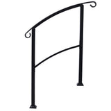 Tidoin 55 in. H x 37 in. W Black Steel Outdoor Stair Railing Kit Fit 1 or 3 Steps