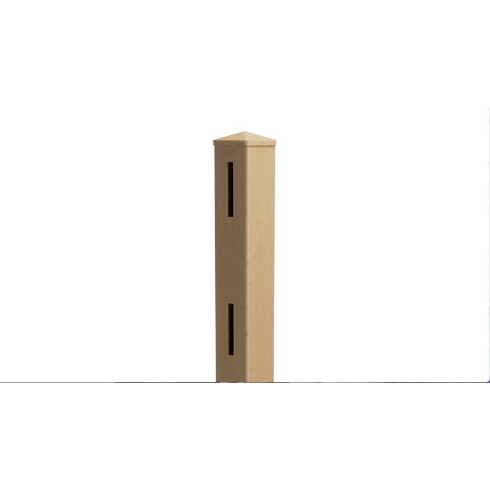 Natures Composites Composite 2-Rail Start/End Post with Post Cap for Traditional Ranch Rail System (5 in. x 5 in. x 50 in. L) Timber Brown