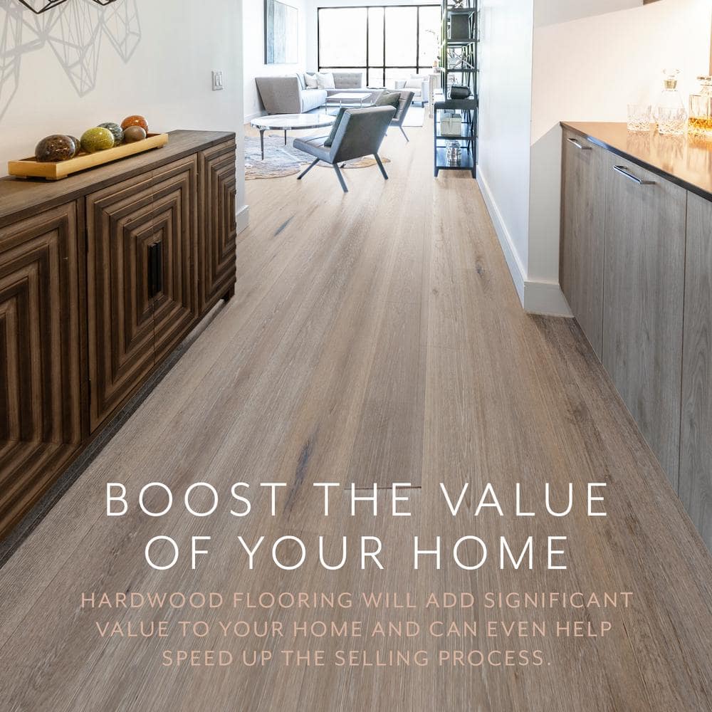 ASPEN FLOORING Timber Wolf White Oak 1/2 in. T x 7.5 in. W Water Resistant Wire Brush Engineered Hardwood Flooring (31.09 sqft/case)