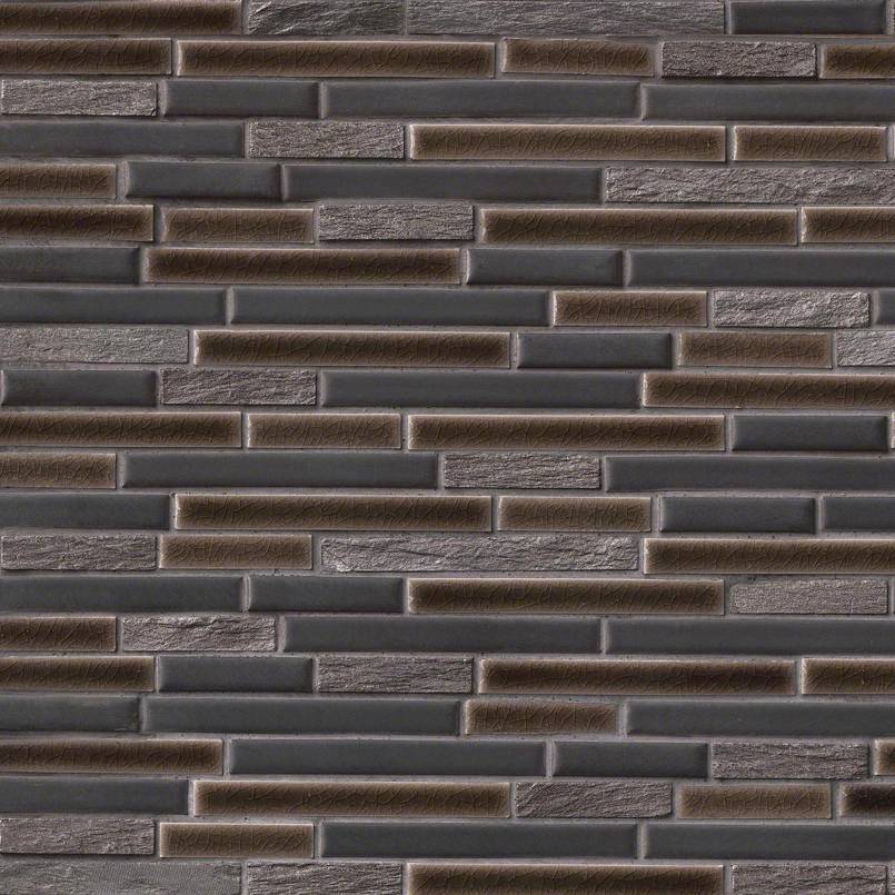 MSI Titan Interlocking 12 in. x 12 in. x 8 mm Textured Porcelain and Stone Mesh Mounted Mosaic Tile (1 sq. ft.)