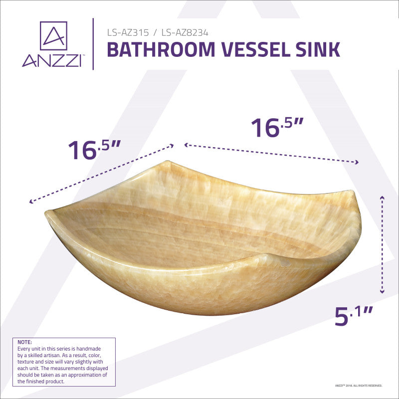 ANZZI Flavescent Visage Natural Stone Vessel Sink in Cream Jade