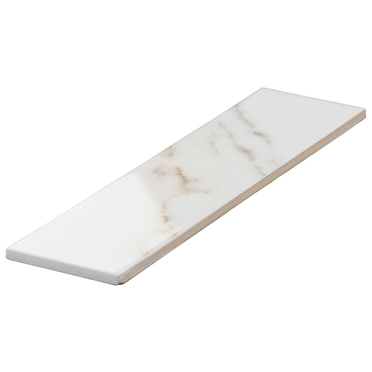 Amalfi Calacatta White 3x12 Polished Ceramic Subway Tile - Lux Tile