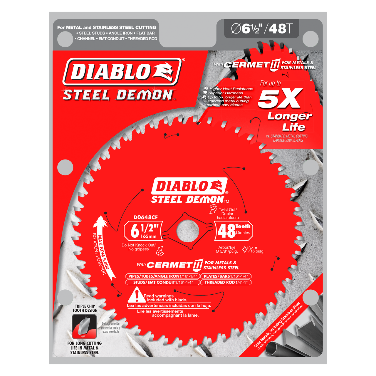 Diablo Steel Demon Cermet II Saw Blade for Medium Metal 6-1/2" 48 Teeth