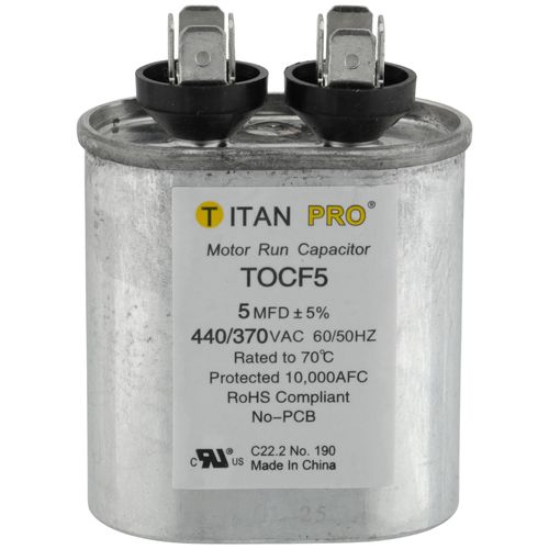 Titan Pro TOCF5 capacitor - front view (Product Type: Capacitor; Voltage: 440/370V)