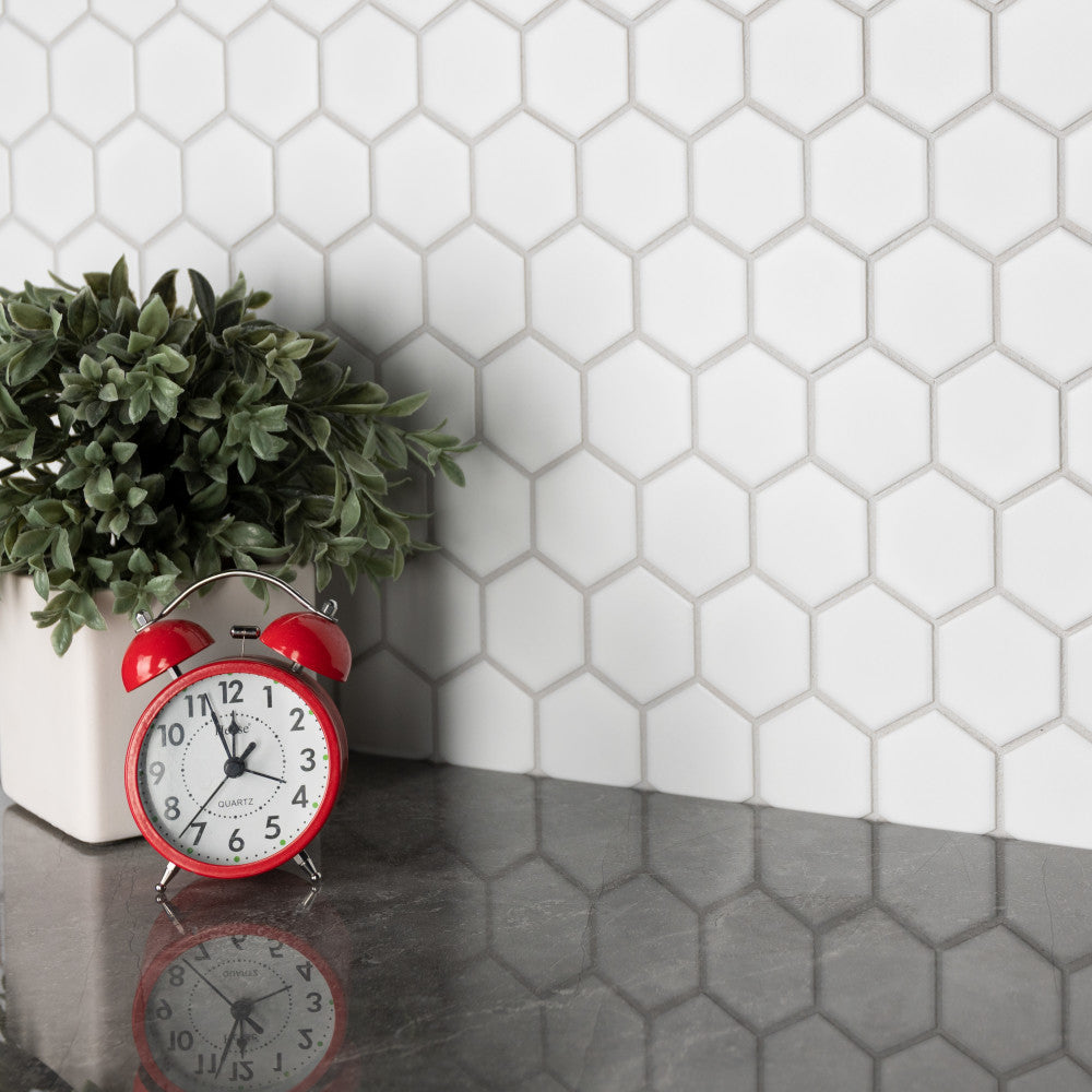 Metro 2" Hex Matte White 11-1/8 in. x 12-5/8 in. Porcelain Mosaic Tile (10.0 sq. ft./Case)