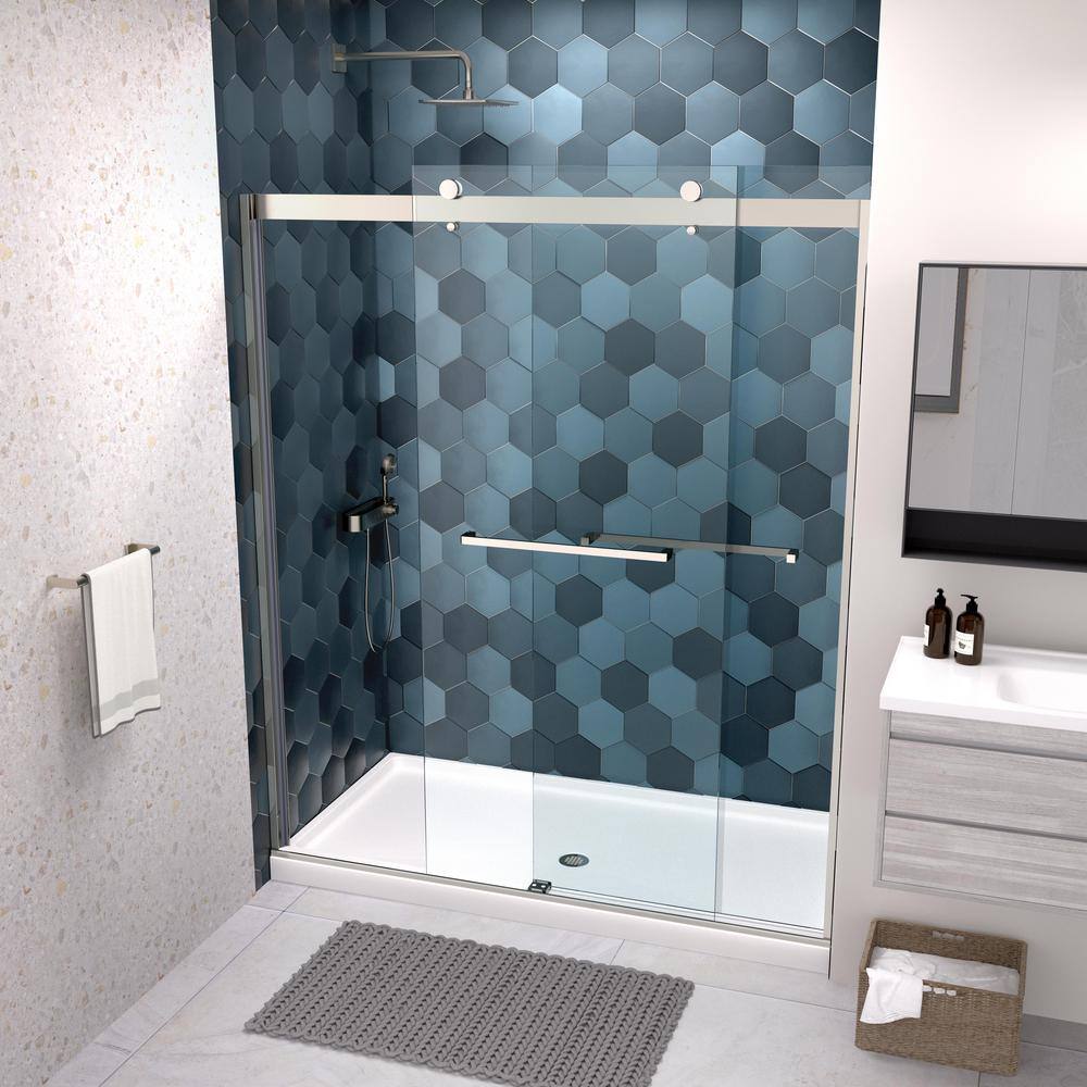 TOOLKISS 56 in.-60 in. W x 74 in. H Sliding Framed Shower Door in Chrome Finish with Clear Glass