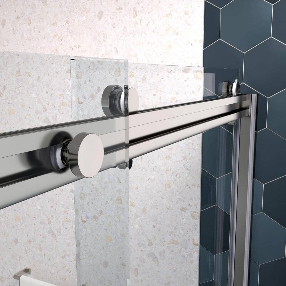 TOOLKISS 56 in.-60 in. W x 74 in. H Sliding Framed Shower Door in Chrome Finish with Clear Glass