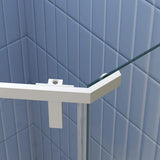 TOOLKISS 34.75 in. W x 72 in. H Neo-Angle Pivot Semi Frameless Corner Shower Enclosure in White with Clear Glass
