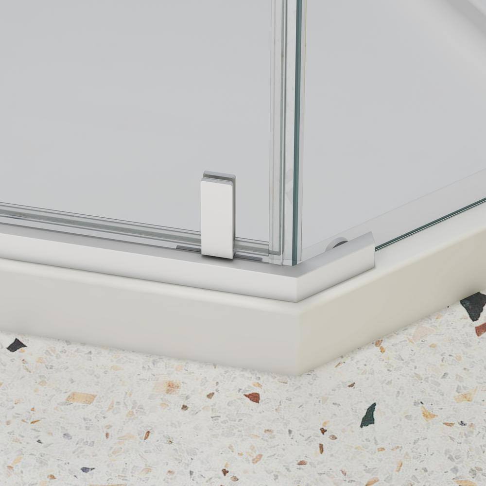 TOOLKISS 34.75 in. W x 72 in. H Neo-Angle Pivot Semi Frameless Corner Shower Enclosure in White with Clear Glass