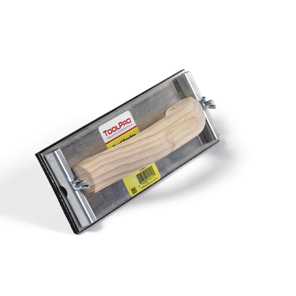 ToolPro 3-3/8 in. x 9-3/8 in. Aluminum Drywall Hand Sander with Wood Handle