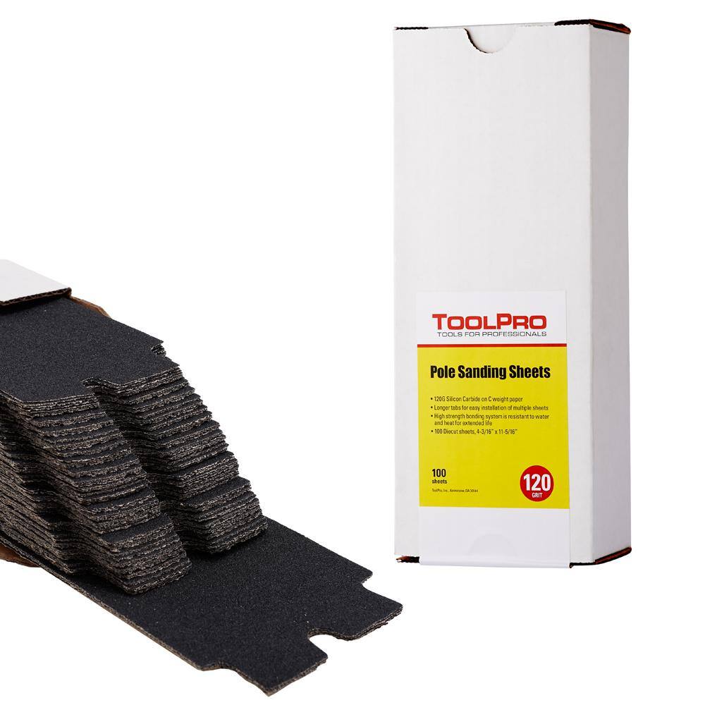 ToolPro Heavy Duty 4-3/16 in. x 11-5/16 in. 120-Grit Drywall Sanding Sheets (100-Pack)