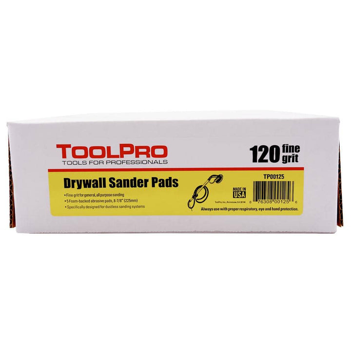 ToolPro 9 in. (225 mm) 120 Grit Drywall Sander Pads (5-Pack)