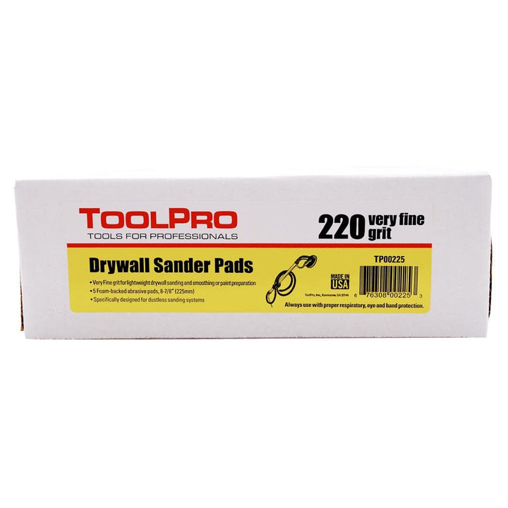 ToolPro 9 in. (225 mm) 220 Grit Drywall Sander Pads (5-Piece)