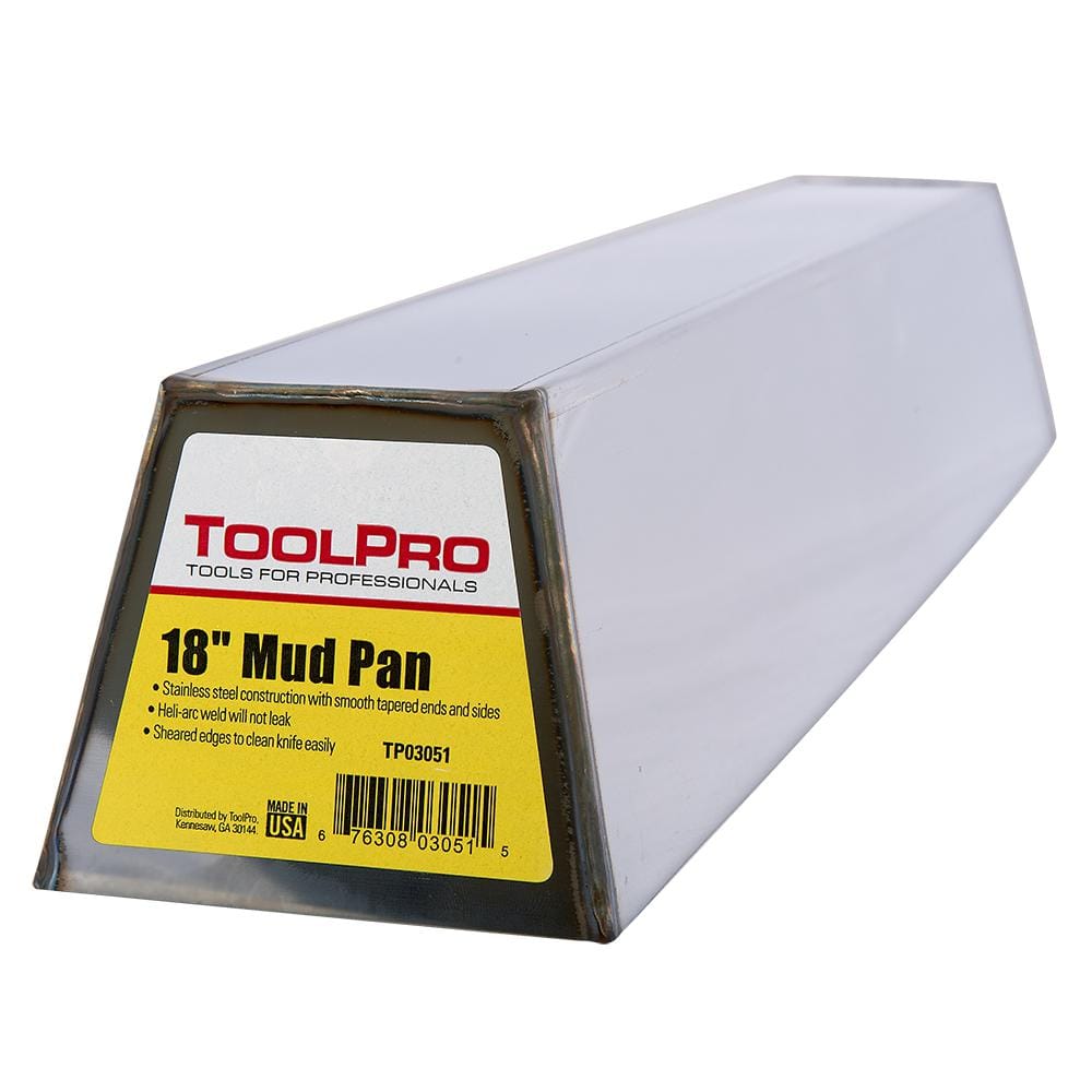 ToolPro 18 in. Stainless Steel Mud Pan with Sheared Edges
