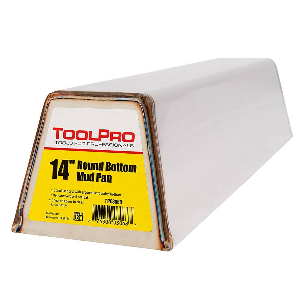 ToolPro 14 in. Stainless Steel Mud Pan with Rounded Bottom