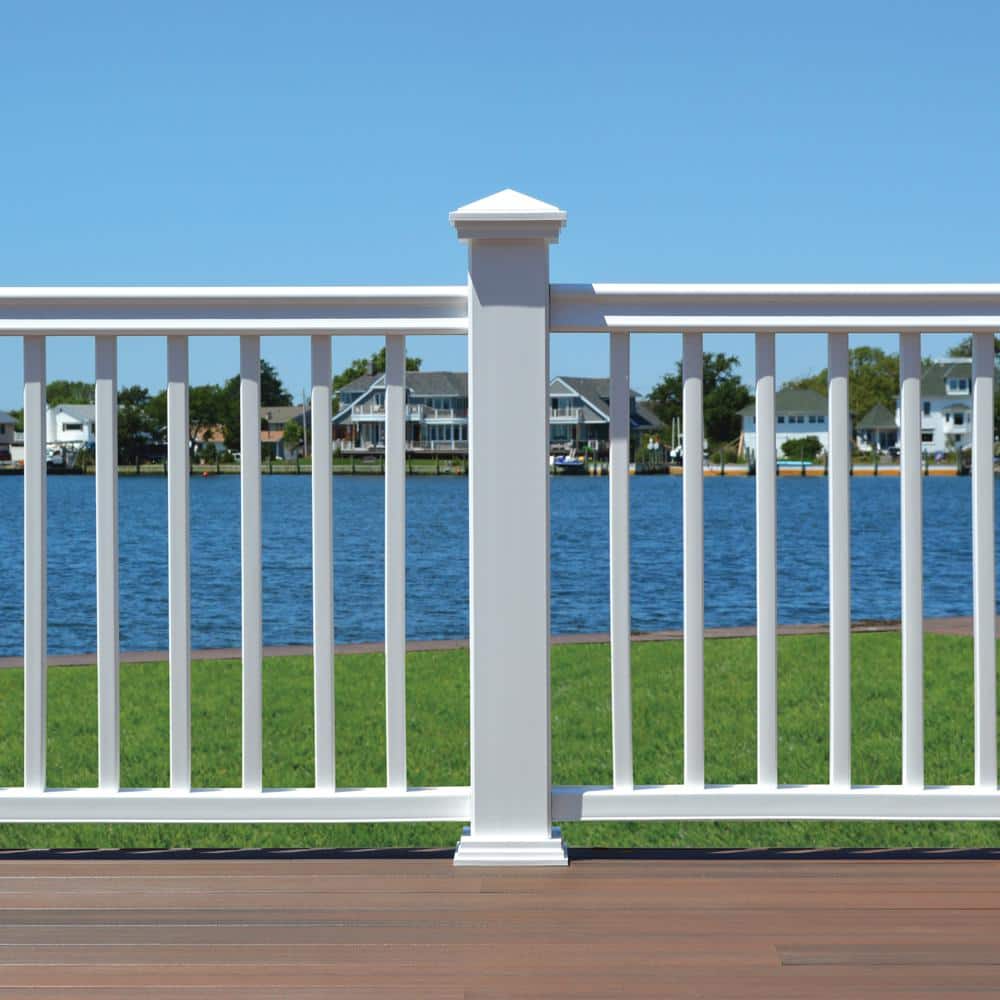 Fiberon CountrySide 5 in. x 5 in. x 108 in. Tranquil White Capped Composite Beveled Post Sleeve