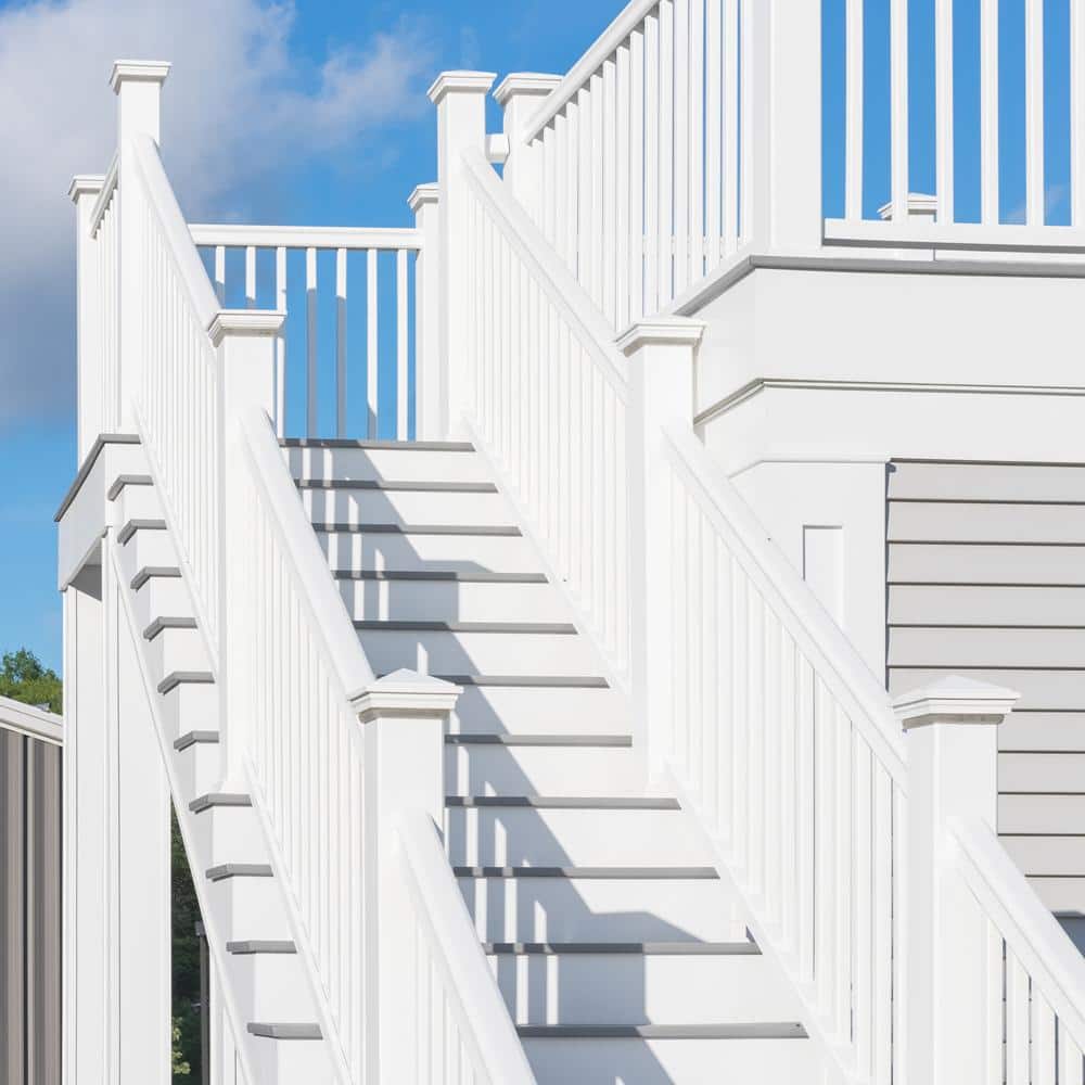 Fiberon CountrySide 5 in. x 5 in. x 45 in. Tranquil White Capped Composite Beveled Post Sleeve with Cap and Skirt