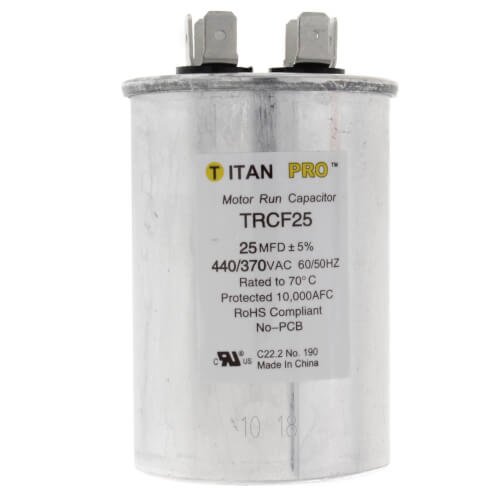 Titan Pro TRCF25 capacitor - front view (Product Type: Capacitor; Voltage: 440/370V)