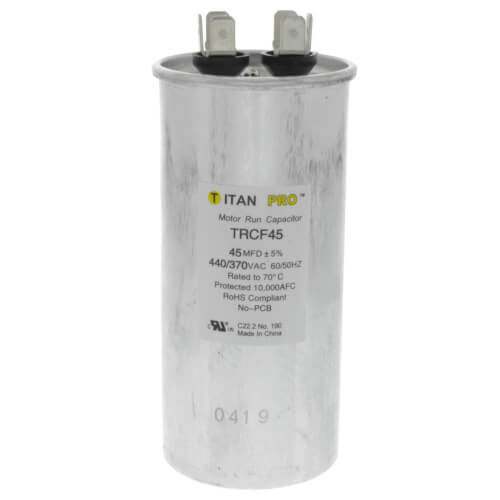 Titan Pro TRCF45 capacitor - front view (Product Type: Capacitor; Voltage: 440/370V)