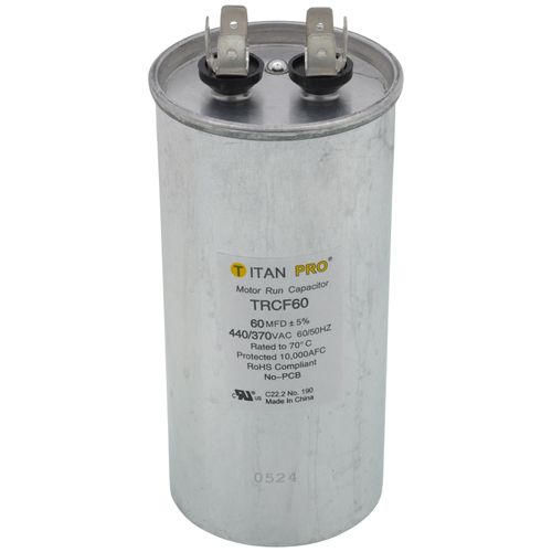 Titan Pro TRCF60 capacitor - front view (Product Type: Capacitor; Voltage: 440/370V)