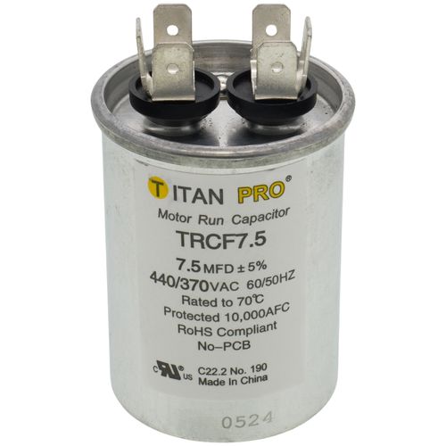 Titan Pro TRCF7.5 capacitor - front view (Product Type: Capacitor; Voltage: 440/370V)