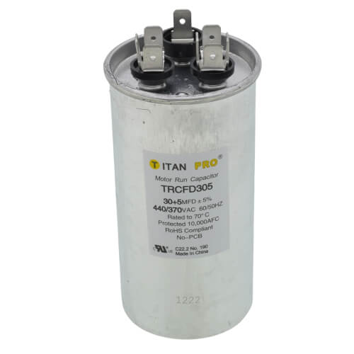 Titan Pro TRCFD305 capacitor - front view (Product Type: Capacitor; Voltage: 440/370V)