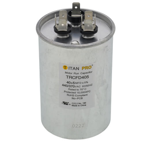 Titan Pro TRCFD405 capacitor - front view (Product Type: Capacitor; Voltage: 440/370V)