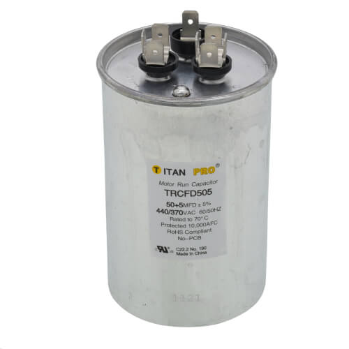 Titan Pro TRCFD505 capacitor - front view (Product Type: Capacitor; Voltage: 440/370V)