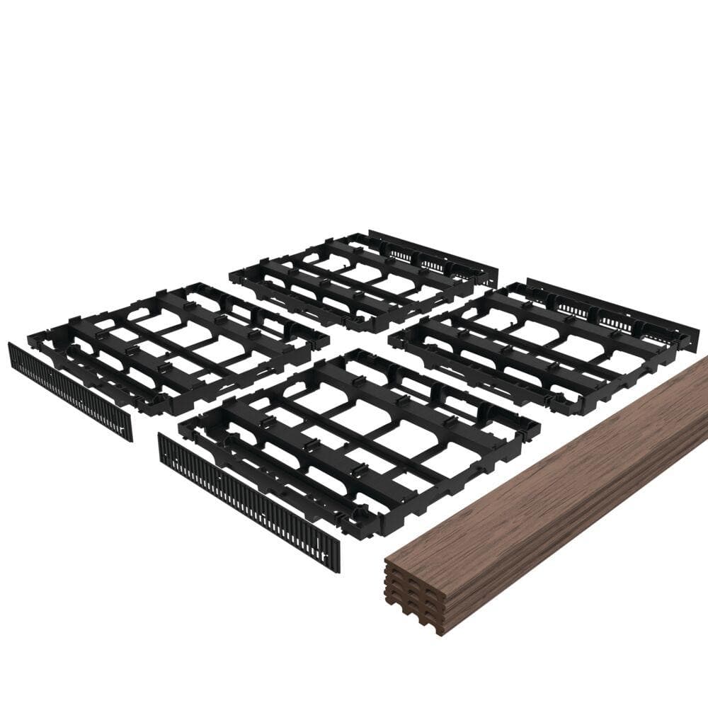 Barrette Outdoor Living InstaDeck 4 ft. x 4 ft. Composite Outdoor Flooring Tropical Walnut