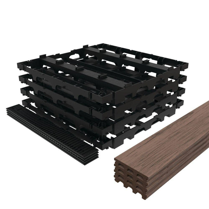 Barrette Outdoor Living InstaDeck 4 ft. x 4 ft. Composite Outdoor Flooring Tropical Walnut