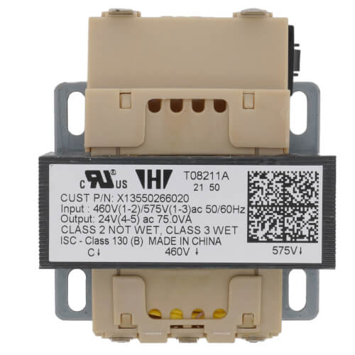 Trane TRR00826 transformer - label view (Product Type: Transformer; Voltage: 24V, 460/575v)