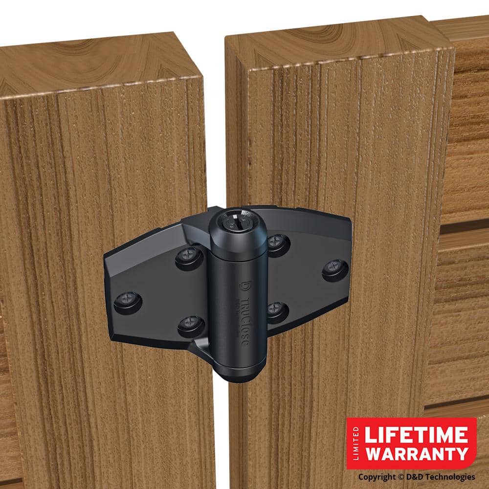 Tru-Close D&D 5-1/8 in. x 3-3/4 in. Black Self-Closing Vinyl and Wood Gate Hinge (2-Piece)
