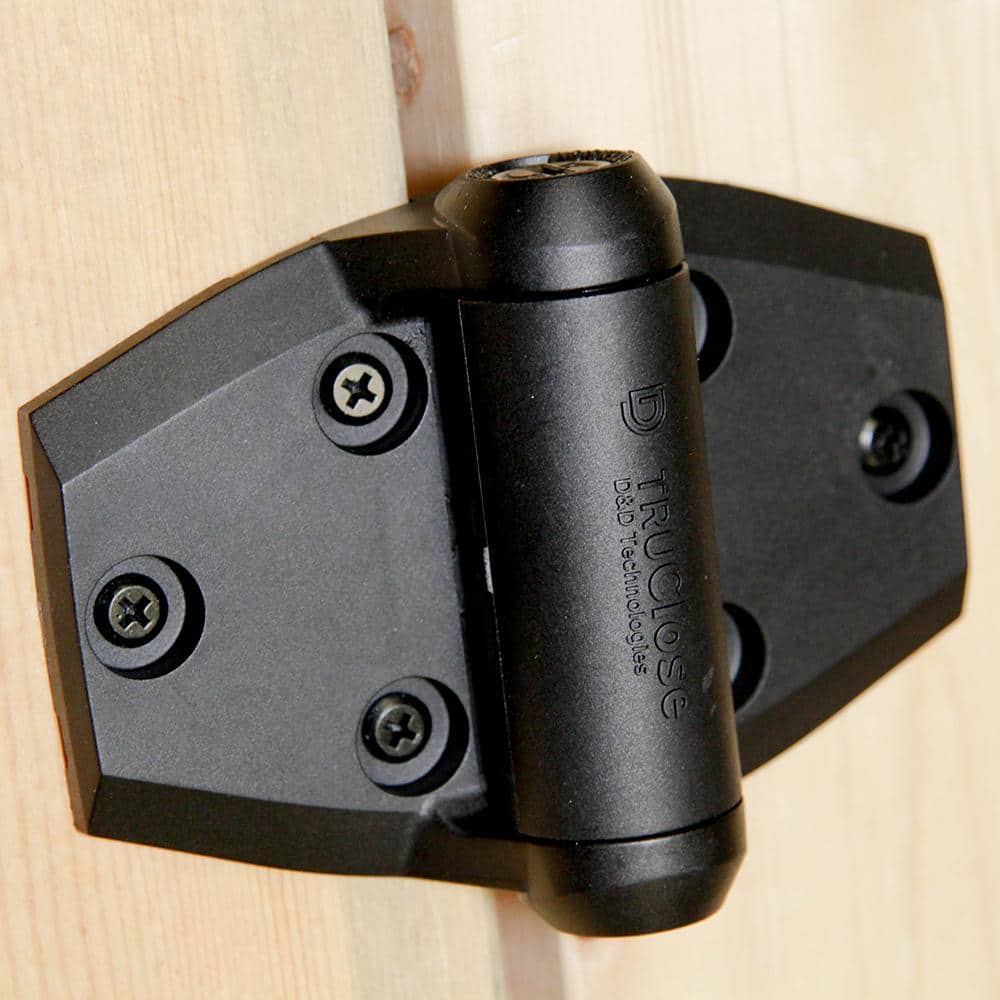 Tru-Close D&D 5-1/8 in. x 3-3/4 in. Black Self-Closing Vinyl and Wood Gate Hinge (2-Piece)