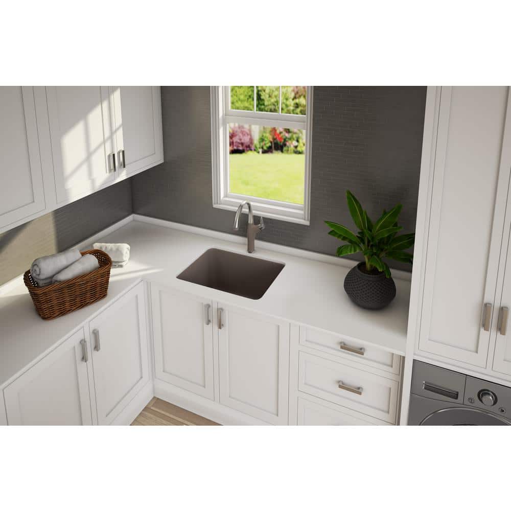Blanco LIVEN SILGRANIT 25x22 Dual Mount Laundry Sink in Truffle