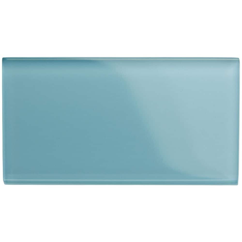 Ivy Hill Tile Contempo Turquoise 3 in. x 6 in. x 8 mm Polished Glass Subway Floor and Wall Tile (32 pieces 4 sq.ft./Box)