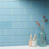 Ivy Hill Tile Contempo Turquoise 3 in. x 6 in. x 8 mm Polished Glass Subway Floor and Wall Tile (32 pieces 4 sq.ft./Box)