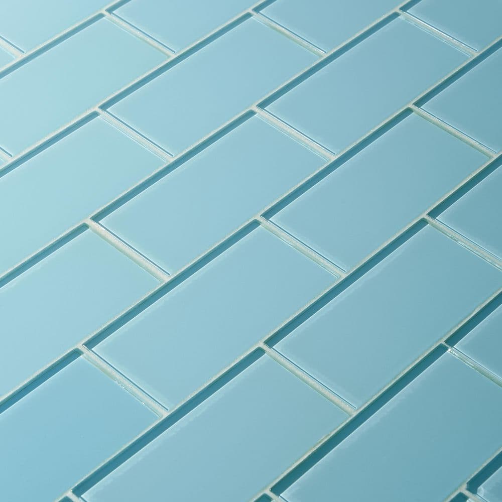 Ivy Hill Tile Contempo Turquoise 3 in. x 6 in. x 8 mm Polished Glass Subway Floor and Wall Tile (32 pieces 4 sq.ft./Box)