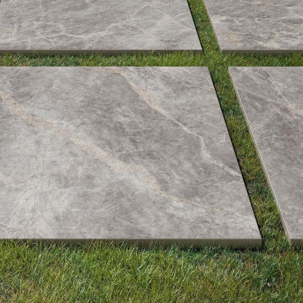 Impero Tuscan Gray 24 in. x 24 in. x 0.75 in. Marble-Look Porcelain Pavers, Matte Finish (Case of 2)
