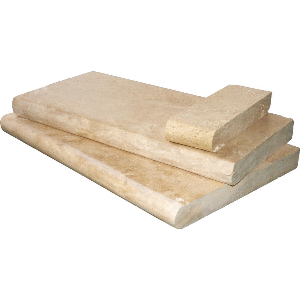 MSI Tuscany Beige 2 cm. x 16 in. x 24 in. Brushed Travertine Pool Coping (2.67 Sq. Ft.)