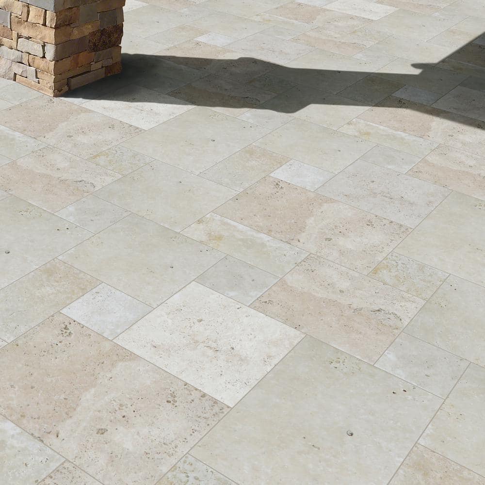 MSI Tuscany Beige 10 Piece Tumbled Travertine Paver Tile Kit (160 sq. ft. / pallet)