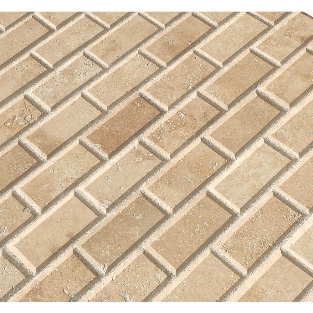 MSI Tuscany Ivory 12 in. x 12 in. x 10mm Honed Beveled Travertine Mesh-Mounted Mosaic Tile (10 sq. ft. / Case)