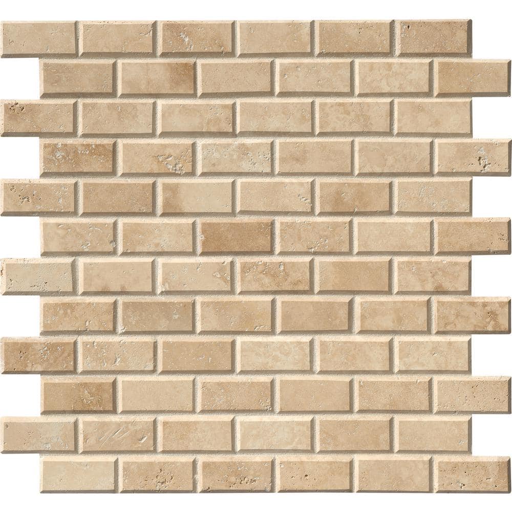 MSI Tuscany Ivory 12 in. x 12 in. x 10mm Honed Beveled Travertine Mesh-Mounted Mosaic Tile (10 sq. ft. / Case)