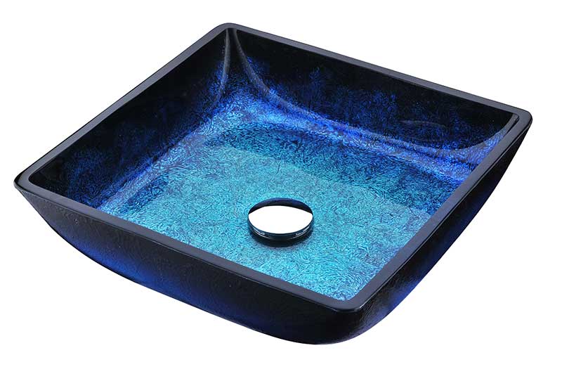 ANZZI Kuku Deco-Glass Vessel Sink, Blazing Blue, 15.125 x 15.125 x 4 in