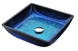 ANZZI Kuku Deco-Glass Vessel Sink, Blazing Blue, 15.125 x 15.125 x 4 in